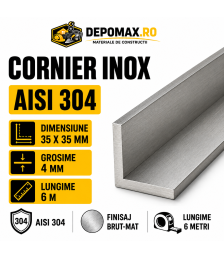 Cornier inox AISI 304, 35 x 35 x 4 mm, 6 metri